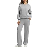 H Hellisal Womens Sweatsuits 2 Piece Sets 2026 Spring Travel Vacation Outfits Long Sleeve Wide Leg Pants Lounge Sets