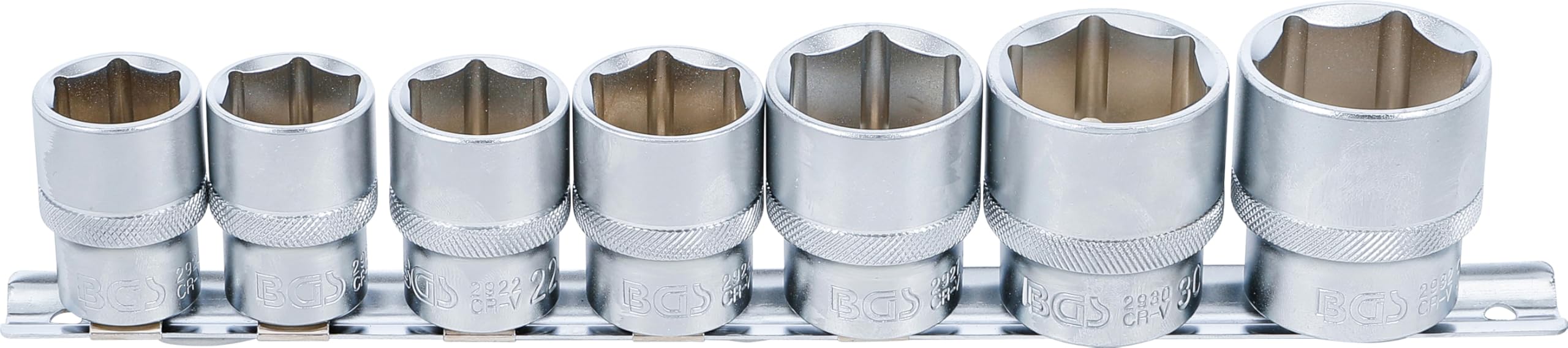 BGS 9108 Socket Set, Hexagon, 1/2" Drive, 20 - 32 mm, 7 pcs.