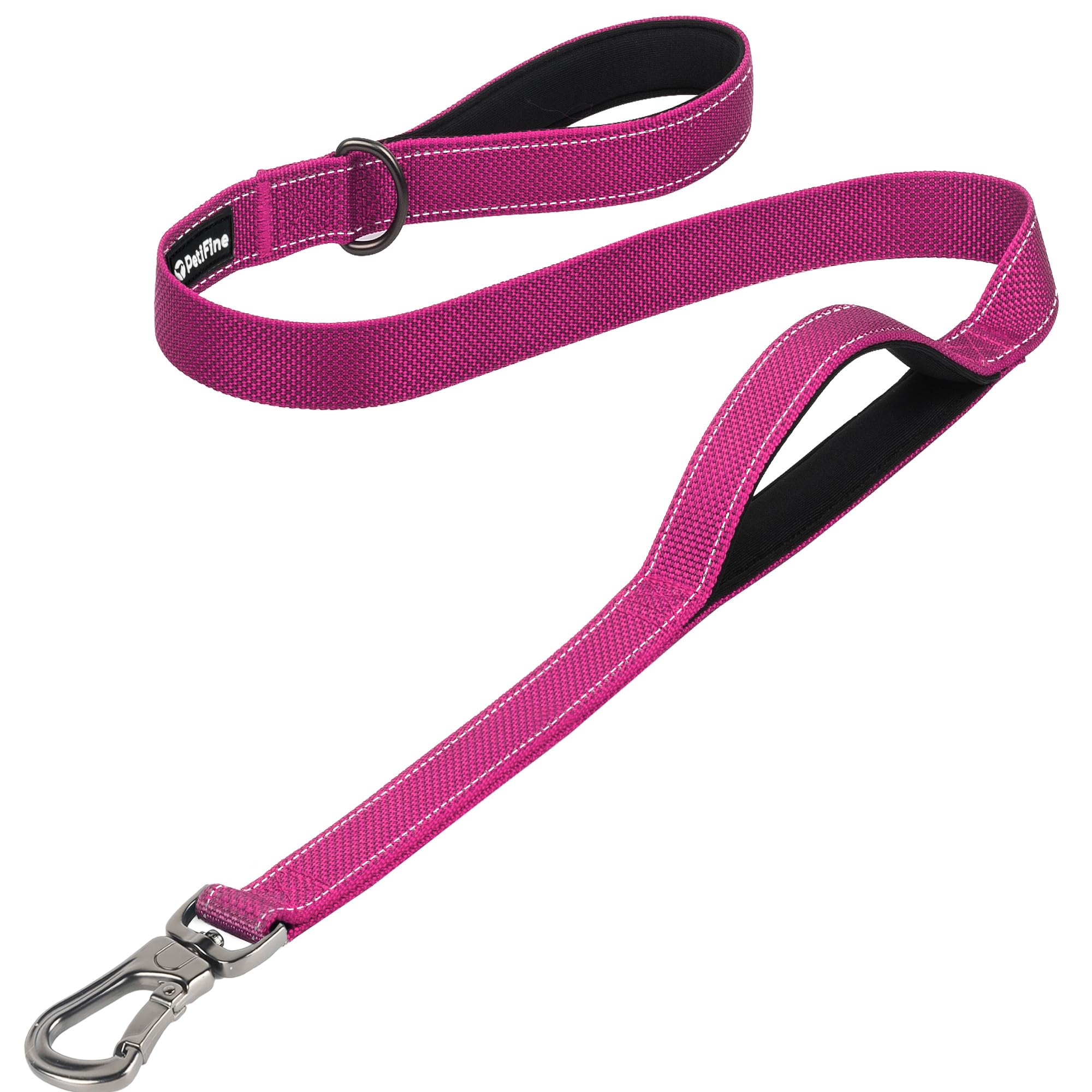PetiFine 4 FT Reflective Dog Leash with Comfortable Dual Padded Handles for Control Safety Training, Walking Lead for Small Medium Large Dogs(Rose) — image 1