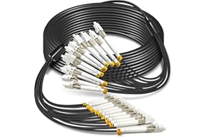 YUTIANHOME 10 Meters 12 Core OM3 Multimode Industrial TPU LC to LC Outdoor Armored Fiber Patch Cable, Direct Burial 12 Strands Fiber Optic Cable, 10Gb Duplex 50/125um MMF LC-LC 12 Fibers, 30 feet