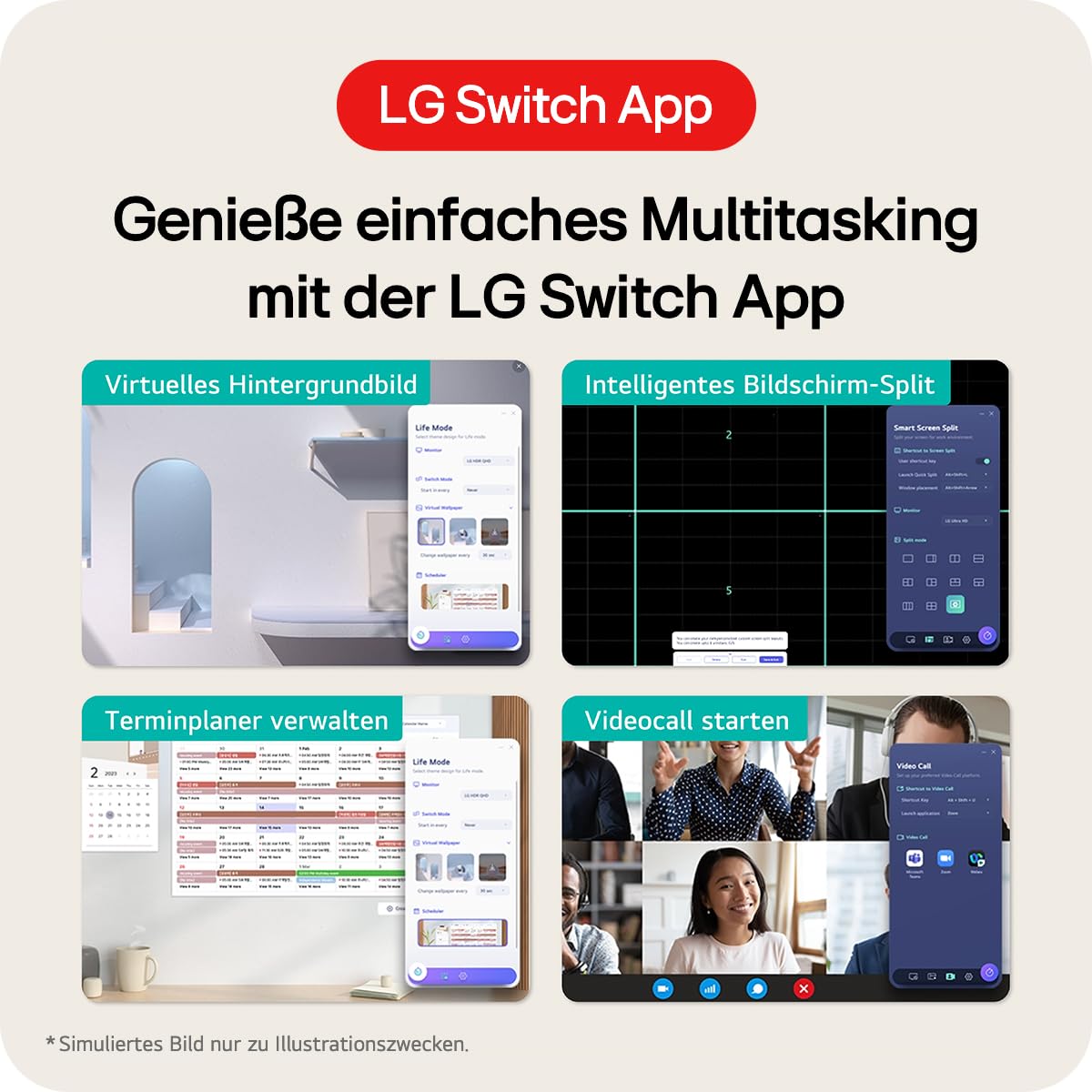 LG, 34 Zoll, UltraWide, 1800R Curved QHD Monitor, 3440 x 1440, 34WR50QK-B.AEU, 21:9, 5ms GtG, 100 Hz, HDR10, 99% sRGB, PBP-Modus, OnScreen Control, AMD FreeSync - Schwarz 4