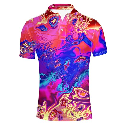 Buy HUGS IDEA Bright Color Men's Golf Polos Shirt Fashion Sport TShirt Summer Short Sleeve Tees