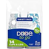 Dixie To Go Coffee Cups With Lids, 12 oz, Disposable Insulated Paper Cups | Travel-friendly to-go cups: 12 oz coffee cups with lids for hot or cold drinks