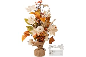 CRCZK Fall Maple Leaf Table Tree Decoration Pumpkin Artificial Tree Decorations for Autumn Party Holiday Home Decor