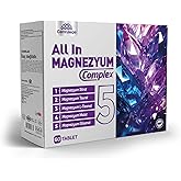 CAMRUSEPA All in Magnezyum Complex 5 – Five Forms of Magnesium (L-Threonate, Taurate, Citrate, Glycinate, Malate) - Supports Muscle Function, Nerve Support & Energy Production – 60 Tablets