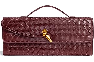 Jumping Deer Woven Clutch Purses for Women, Formal Satchel Leather Evening Bag Shoulder Handbag