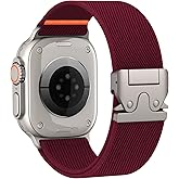 Elastic Sport Band for Apple Watch Ultra 3/2/1 Bands 49mm 46mm 45mm 44mm 42mm 41mm 40mm 38mm Men Women, Adjustable Parachute Buckle Nylon Fabric Wristband for iWatch Series 11 10 SE 9 8 7 6 5 4 3