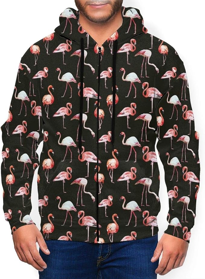 Pink Flamingos Men's Hoodie Cool Hooded Zipper Sweatshirts: Amazon.ca: Clothing & Accessories