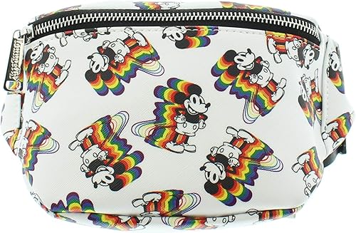 Amazon Loungefly ラウンジフライ ディズニー Disney Wdtb1527 ミッキー レインボー ウエストポーチ ホワイト マルチカラー 並行輸入品 Lounge Fly ラウンジフライ ウエストバッグ