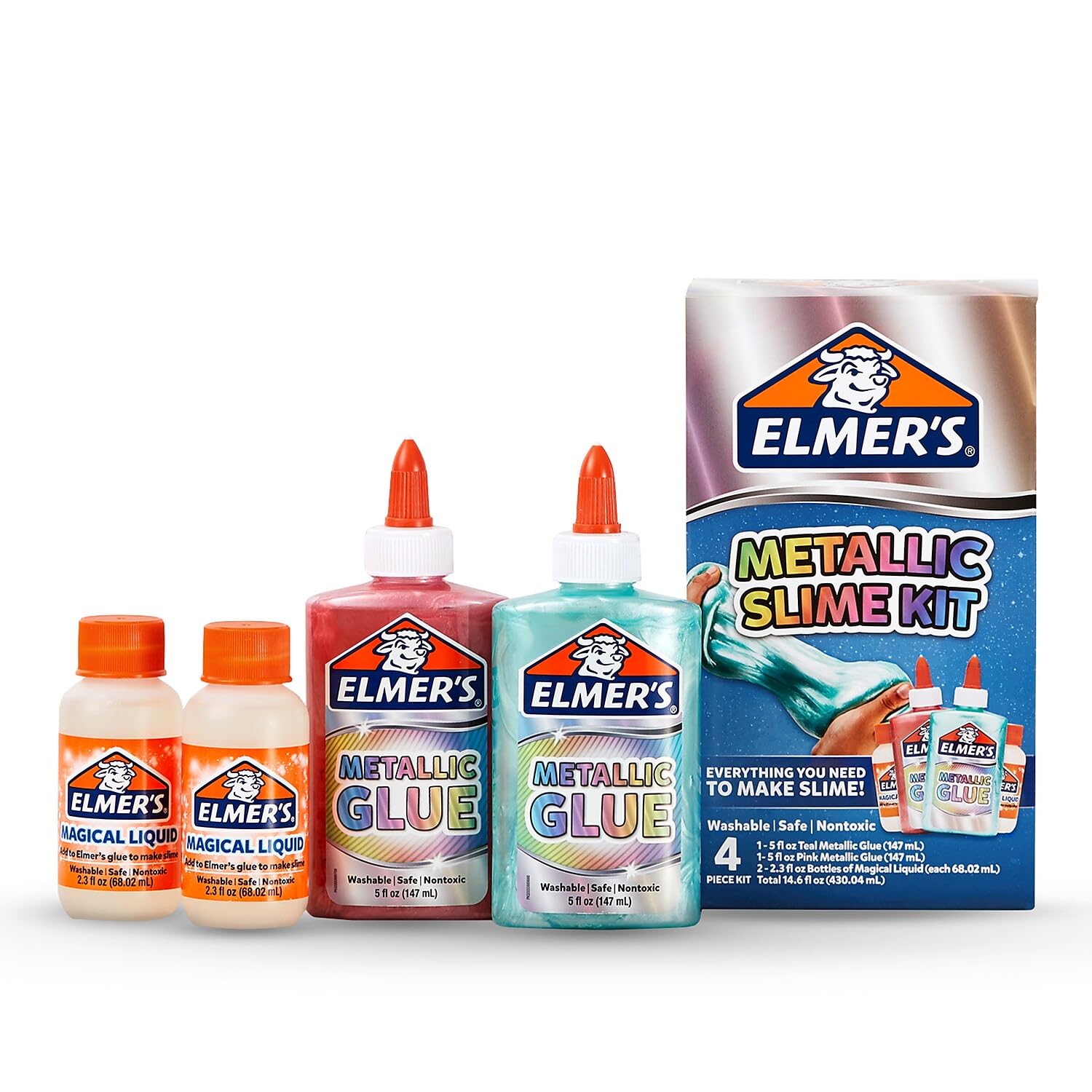Elmer’s Metallic Slime Kit, Includes Glue and Magical Liquid Activator, 4 Piece Kit - Perfect for Parties, Gift, Kids Activity Time