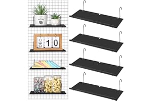 Pinkunn 4 Pcs Gridwall Shelf Metal Hanging Shelf Wall Grid Accessories for Panel Wall Accessories Metal Display Hanging Hooks for Home Show Retail Store Craft(9.8 x 3.4 Inch)
