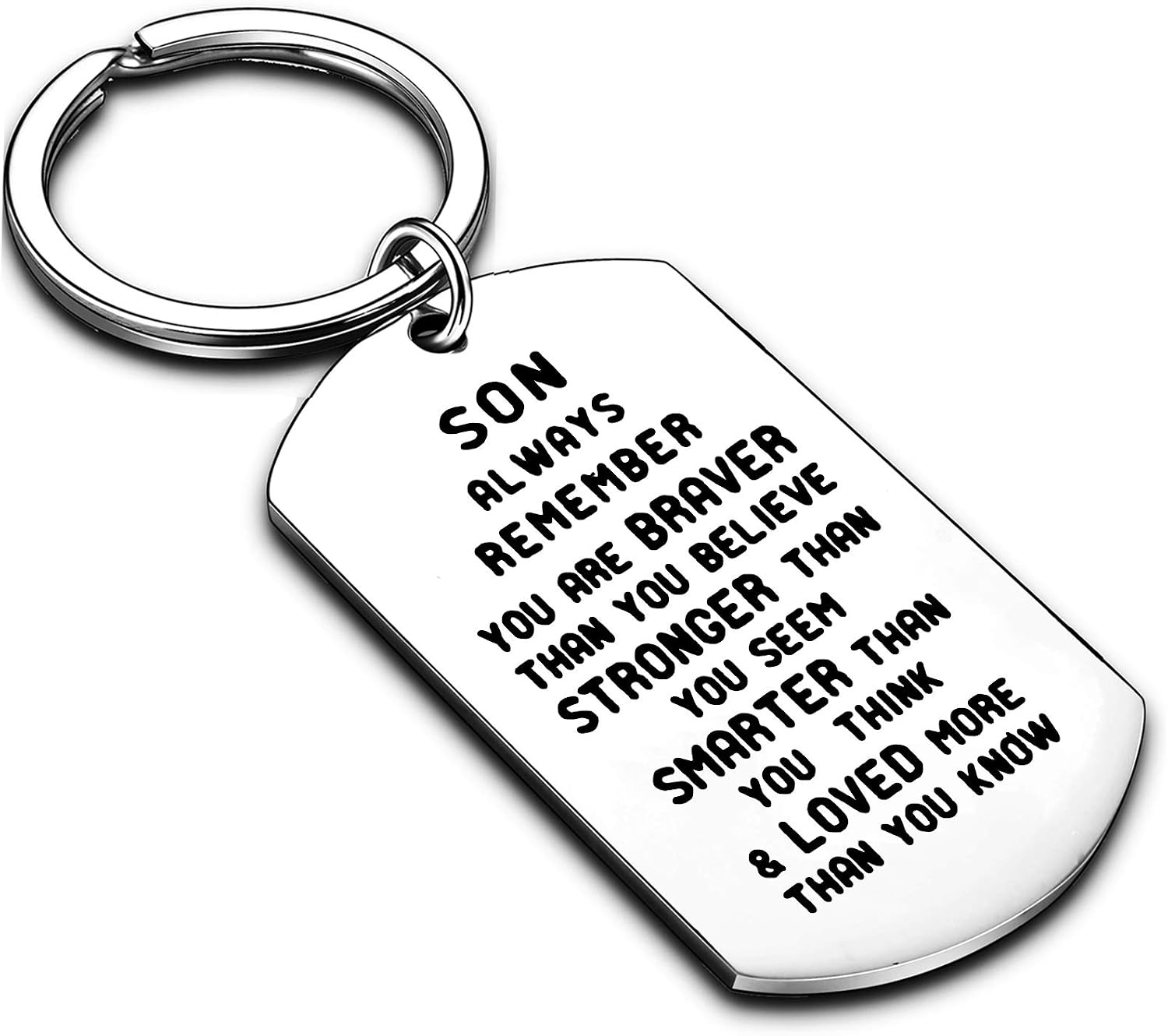 Nimteve Gifts for Son From Dad Mum Son Keyring Inspirational Gifts Son Always Remember You are Braver Stronger Smarter Christmas Birthday Son Gifts (Son Always Remember)
