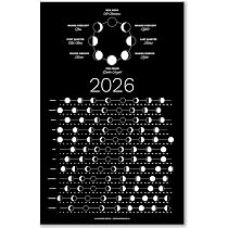 2026 Dark Moon Phase Calendar (SHIPS FLAT) Hangable Lunar Wall