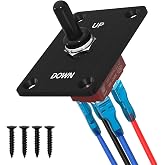 RVBOATPAT Reverse Polarity Toggle Switch 12V 30A, DPDT Momentary (ON)-Off-(ON) Toggle Switch with Up Down Mounting Panel 3 Position 4PIN Wired