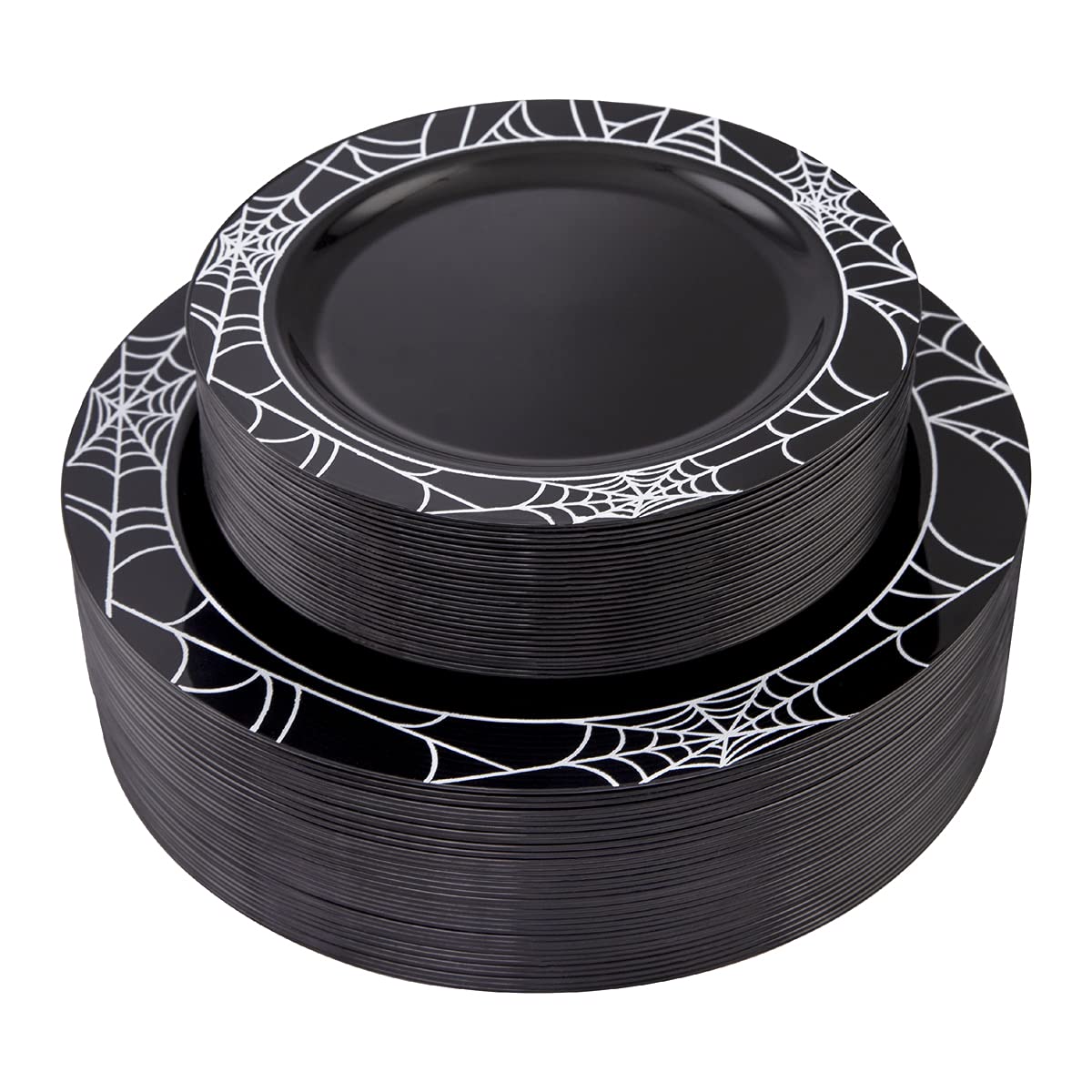 Photo 1 of supernal 60pcs Halloween Plastic Plates,Black Plastic Plates,Halloween Spiderweb Design,7.5 inch Halloween Dessert Plates,10.25 inch Halloween Dinner Plates,Suit for Halloween Party,Birthday