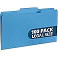 Blue Summit Supplies Blue Legal File Folders, Legal Size, 1/3 Cut Tab, Great for Organizing and Easy File Storage, File Folders 100 Count