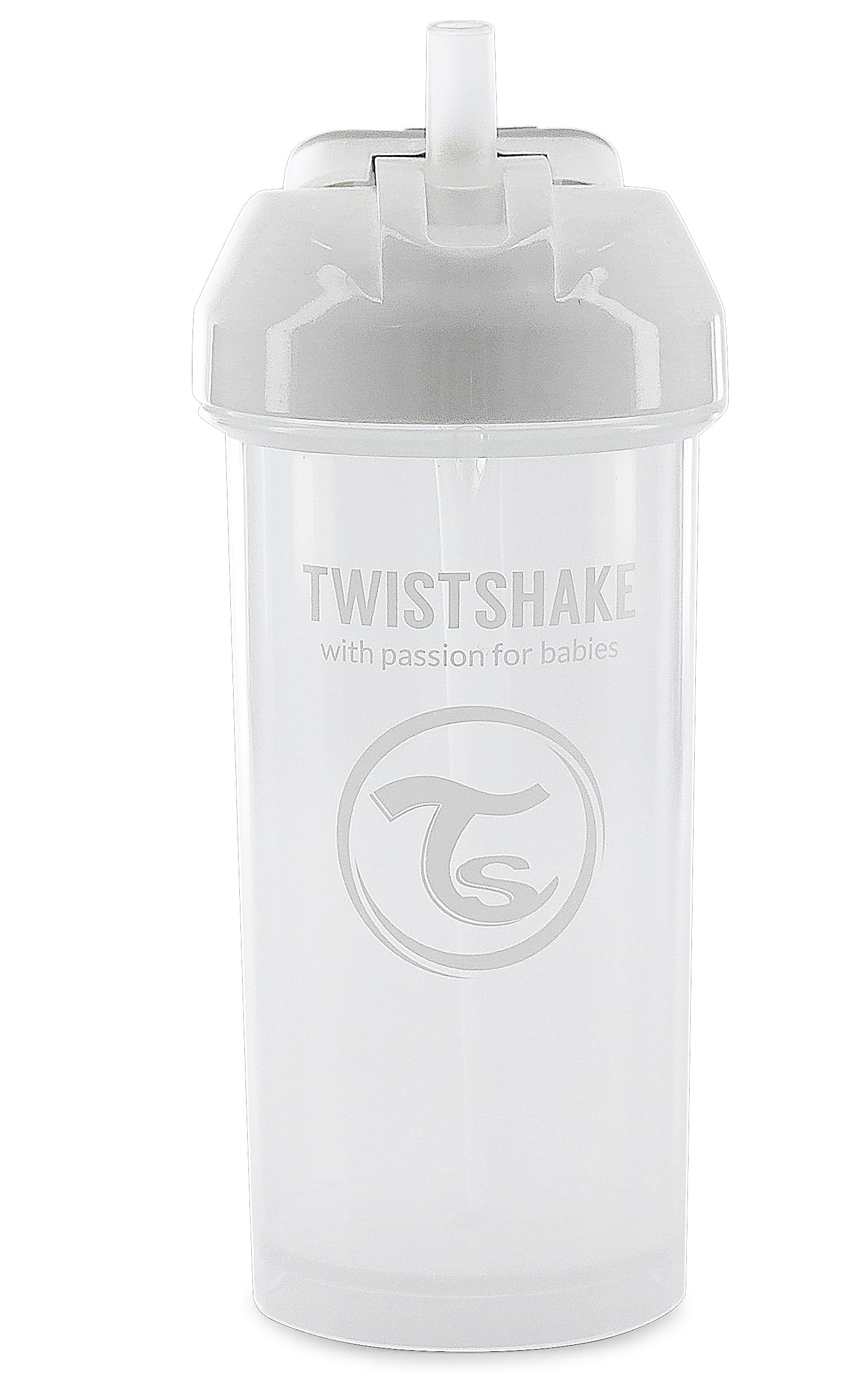 Twistshake Straw Cup | 360ml | Leak Proof Baby Water Bottles | Non-Spill Toddler Sippy Cup | BPA-Free Baby Weaning Cup | Training Cups for Kids | White