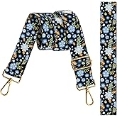 BALQOIFD Purse Strap Replacement Crossbody 1.5 Inches Wide, Gold Buckle Guitar Style Shoulder Bag Straps Adjustable for Women Men Handbags Purple Cute Flowers