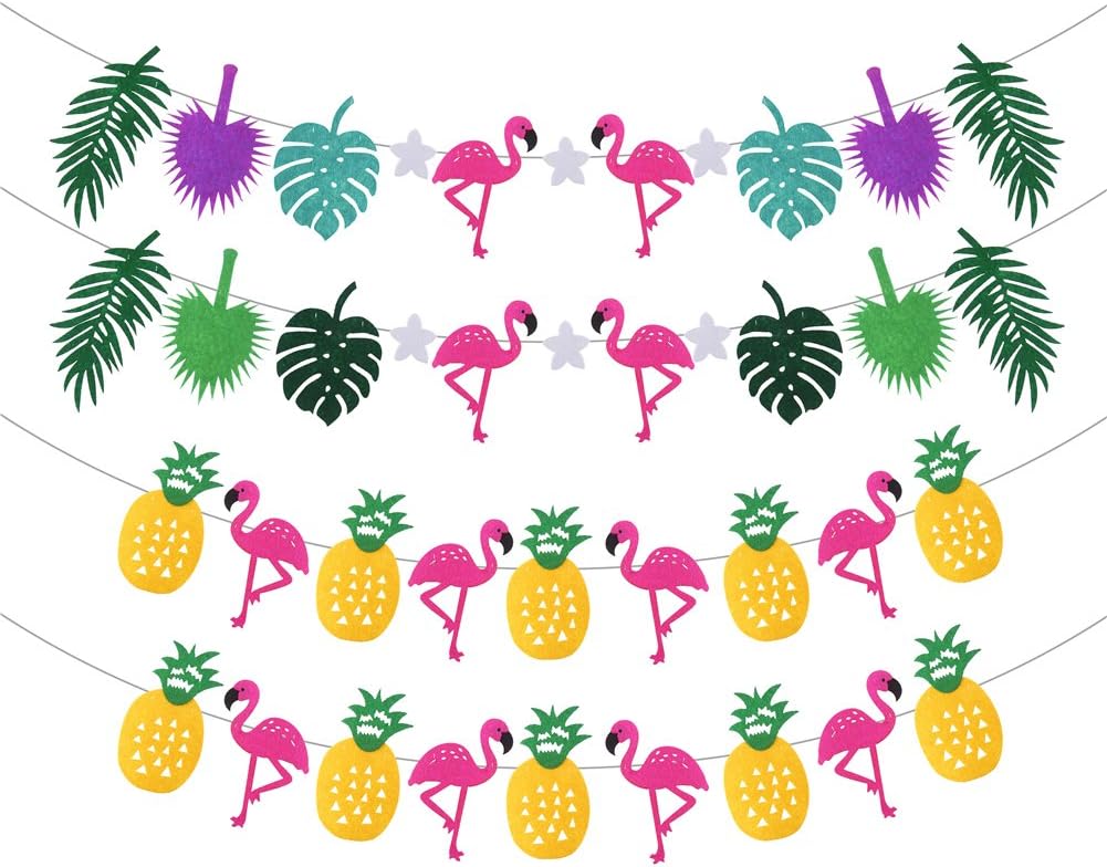 Veylin 2 Pack Flamingo Pineapple Banner For Hawaiian Theme Birthday Party Decoration Hawaiian Tropical Party Decoration Garland Banners Stickers Confetti Decorations Onranker Com