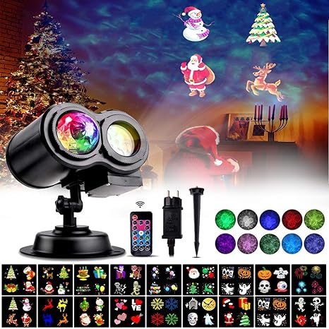 Proiettore Luci Natale Amazon.Proiettore Luci Natale 2 In 1 Led Illuminazione Natalizia Esterno Lampada Onda D Acqua Con 18 Diapositive Patterns Esterna Ip65 Impermeabile Decorazione Per Natale Halloween Festa Festivita Amazon It Illuminazione