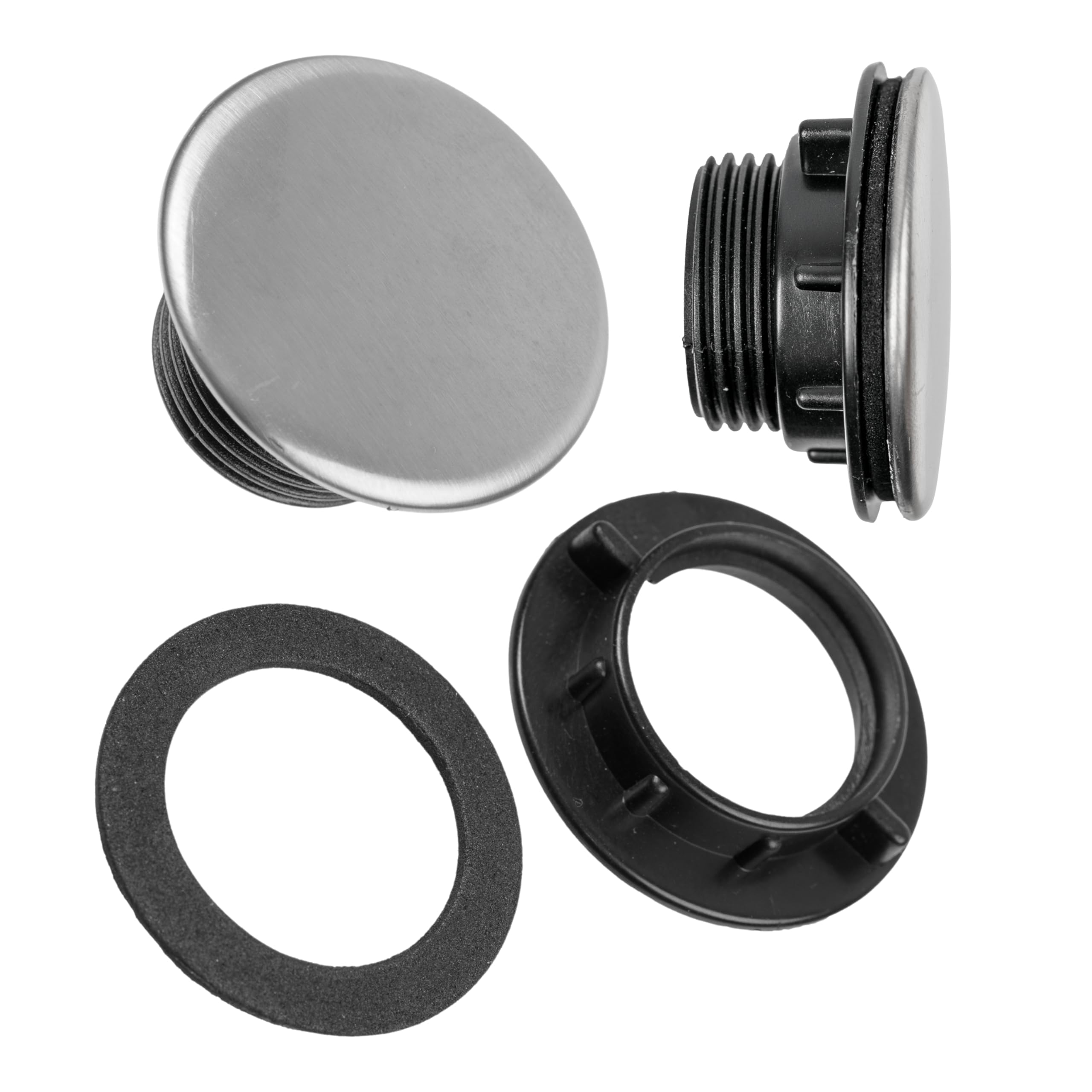 Sink tap Hole Cover, 2 Sets, Ø 44 mm Cover, Ø 27.5 x 20 mm Thread, Stainless Steel Cover Rosette with Seal and nut, tap Hole Plug, soap Dispenser Hole Cover, tap Cover