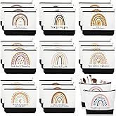 Sieral 30 Pcs Valentines Rainbow Canvas Makeup Bags Bulk Employee Appreciation Gifts Inspirational Cosmetic Bags Thank You Gifts for Emergency Nurse Teacher Coworker Office Must Haves(Motivational)