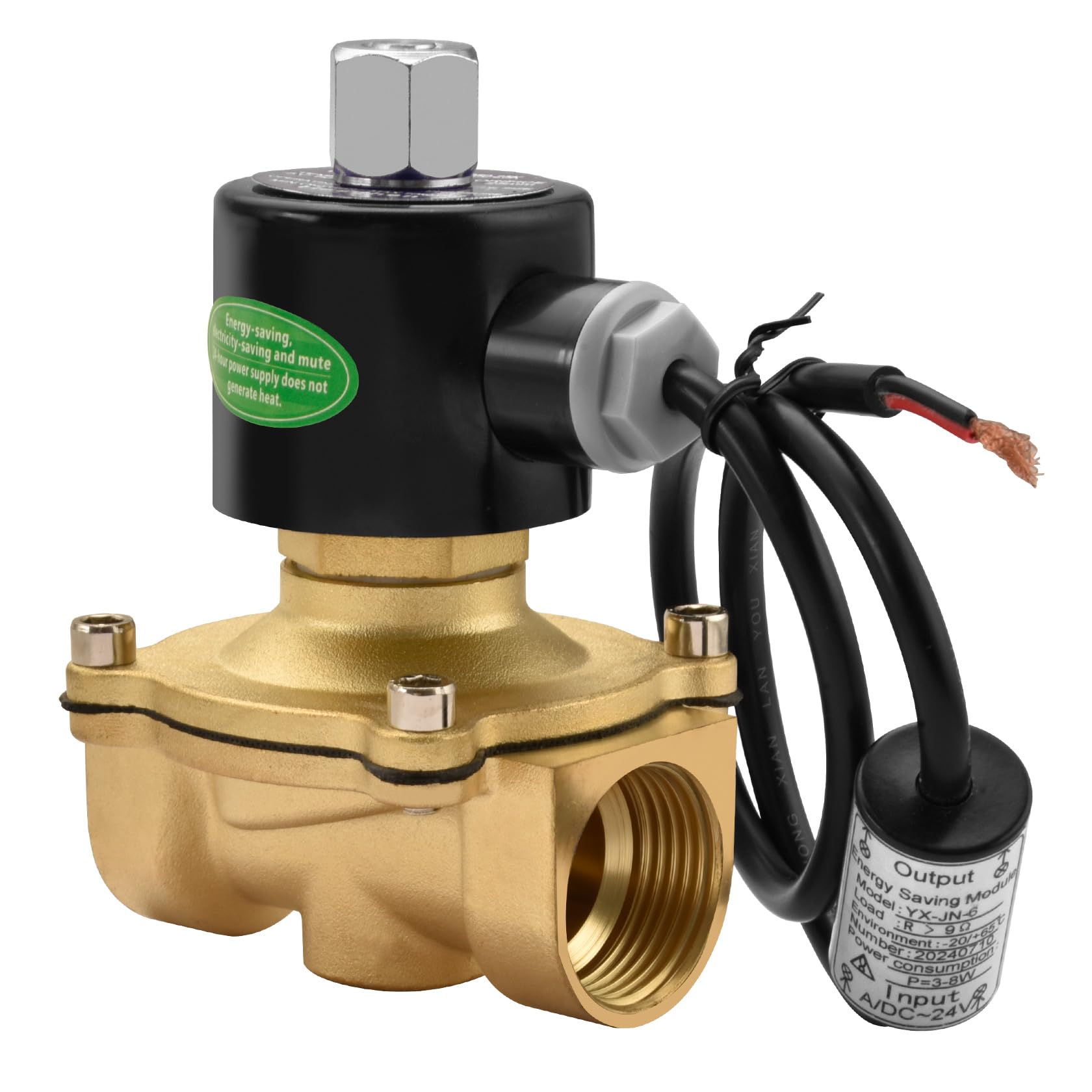 Heschen Brass Electric Solenoid Valve, 2W-250-25KJ, PT 1, DC24V Direct Action Water Air, Normally Open (DC24V)