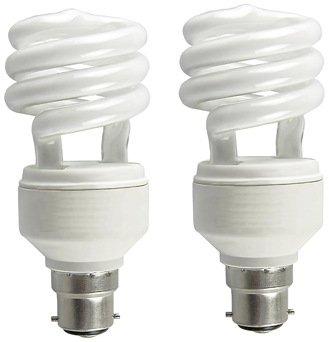 Osram 8 Watt mini Spiral CFL Bulb B22d White (Pack of 2)