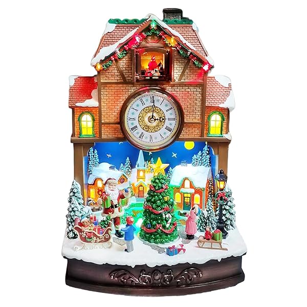 MOMENTS IN TIME CHRISTMAS VILLAGE CUCKOO CLOCK ANIMATED...