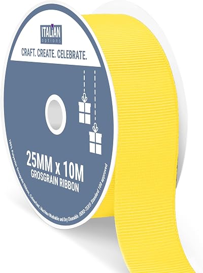 Italian Options Grosgrain Ribbon 25mm Yellow Roll 10m