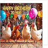 Edition Seidel Premium Square Birthday Card with Envelope. Greeting Happy Birthday For Him or Her Female Mum Dad Daughter Girl Boy Kids Teens Friend Chicken (GQ211 SW024)