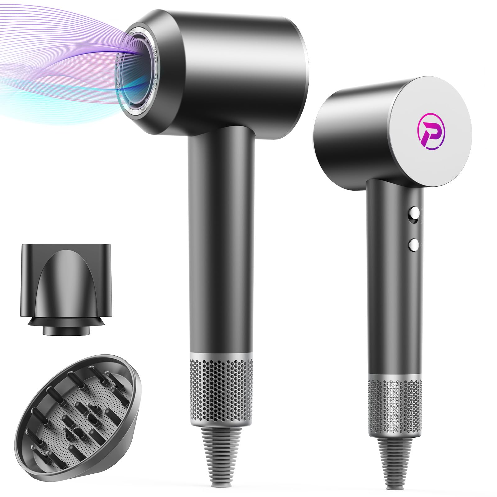 Photo 1 of Hair Dryer-110000 RPM High-Speed Ionic Blow Dryer, Brushless Motor, 8 Wind Modes, Magnetic Nozzles & Diffuser, Intelligent Temperature Control, Reduces Frizz & Enhances Shine, Quiet & Fast Drying