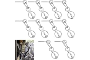 Nuenen Horse Tie Ring Stainless Steel Horse Tack and Supplies Safety Horse Accessories with Eye Bolts and Snaps Saddle Horse 