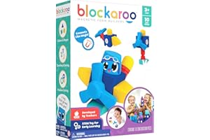 Blockaroo Magnetic Foam Blocks - STEM Preschool Toys for Children, Toddlers, Boys and Girls, The Ultimate Bath Toy - Airplane Set, Bath Building Blocks, Engineering Toys for Kids 3-6