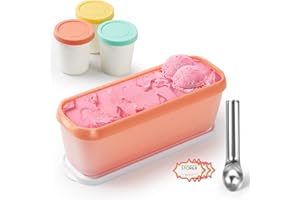 Wehome Ice Cream Containers-Reusable Ice Cream Containers for Homemade Ice Cream，Set of 4 Ice Cream Cups with Lids and Scoop，Ice Cream Tub Storage Container for Freezer，Ice Cream Gifts