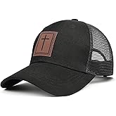Faith Over Fear Hat with Leather Baseball Cap for Men Boy Gifts for Dad Cross Hats Christian Trucker Caps