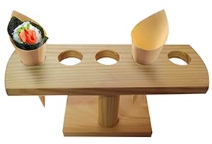 PacknWood 210SBAM5 5 Holes Bamboo Cone and Temaki Display - 9.2 x 3.1 x 3.7