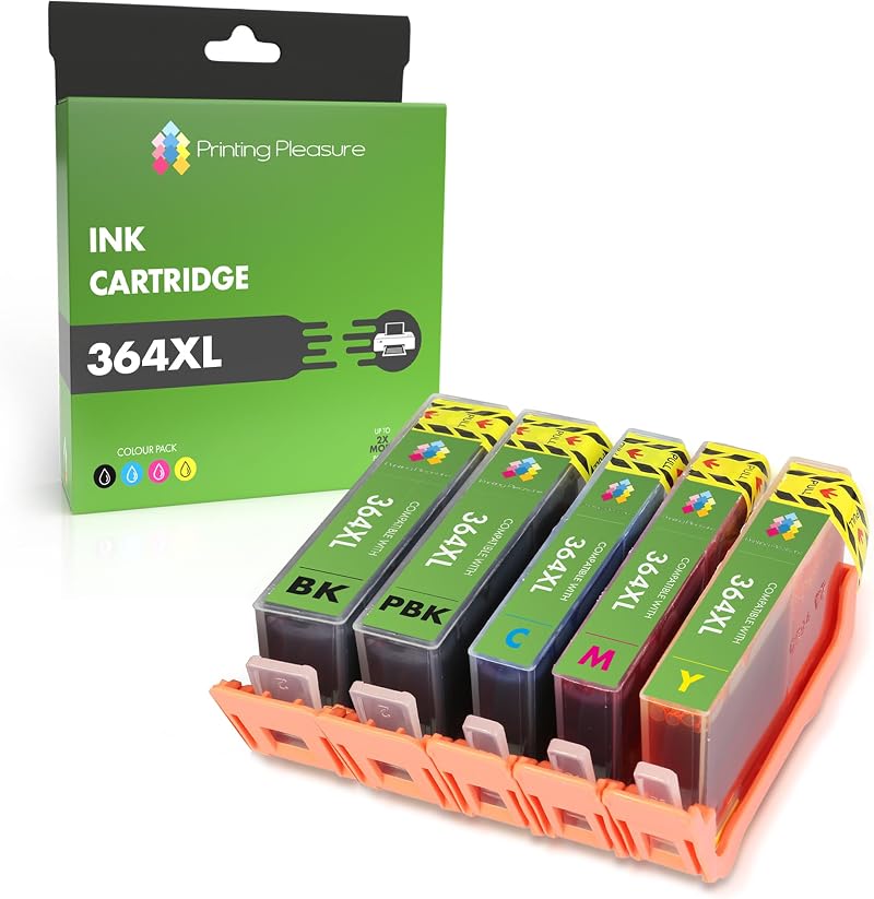 Printing Pleasure 5 Full Set 364XL Compatible Ink Cartridges HP Photosmart 7510
