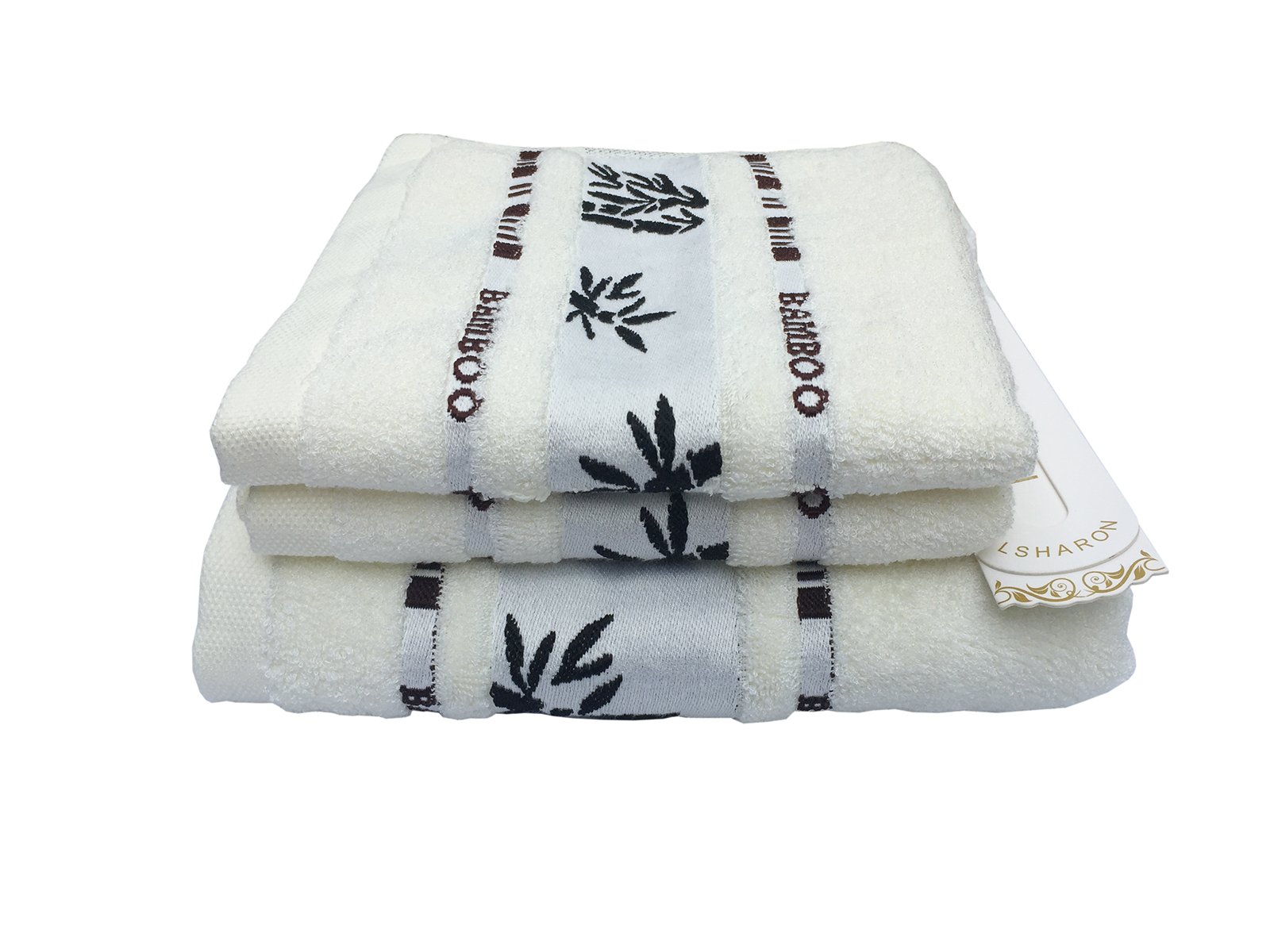 LSHARON Premium Bamboo Fiber 3 Piece Towels Set (1 Bath Towel, 2 Hand Towels) - Natural, Ultra Absorbent and Eco-Friendly (White)