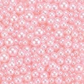 uxcell 800Pcs Faux Pearl for Crafting, 3-8mm No Hole ABS Round Pearls for Vase Fillers, Jewelry Making, Vase Filler, Cosmetic Boxes, DIY Parts, Table Scatter, Home Decoration, Light Pink