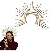 Halloween Mary Halo Spike Crown Headband Gold Sun Halo Goddess Headpiece Cosplay Costume Accessories for Halloween Party
