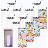 Wzaytia 15 Oz Sublimation Tumblers Blank (12 Pack), Skinny Straight Kids Sublimation Tumblers Bulk, Individually Gift Boxed,