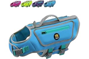 Sheripet Dog Swimming Vest with D-Ring, Lightweight Dog Life Vests for Boating, Reflective Dog Lifejackets Swimsuit Neoprene Pet Life Jacket with Rescue Handle for Small Medium Dogs (Blue, S)