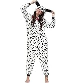 Clarisbelle Women Party Wear Halloween Adult Dalmatian Animal Onesies Sleepwear Zipper Flannel Plush Pajamas XL