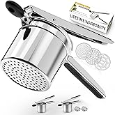 Potato Ricer,Ricer for Mashed Potatoes-3 Interchangeable Discs Potato Masher Stainless Steel for Fluffy Mashed Potatoes,Heavy