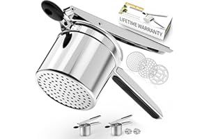 Potato Ricer,Ricer for Mashed Potatoes-3 Interchangeable Discs Potato Masher Stainless Steel for Fluffy Mashed Potatoes,Heavy