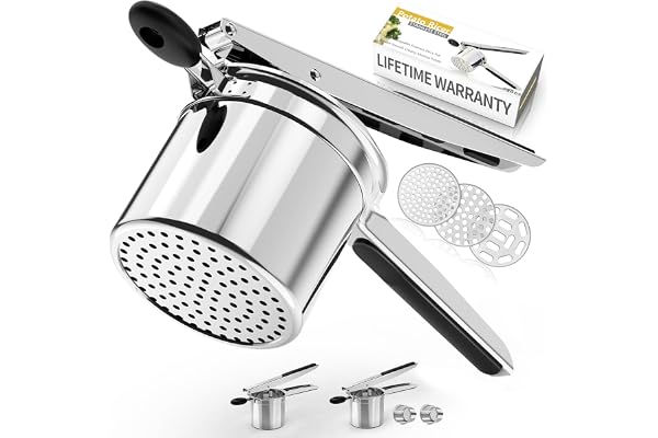 Potato Ricer,Ricer for Mashed Potatoes-3 Interchangeable Discs Potato Masher Stainless Steel for Fluffy Mashed Potatoes,Heavy