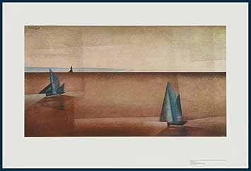 Bild mit Rahmen Lyonel Feininger - Regenklarheit - Holz blau, 98.0 x 67.5cm - Premiumqualität - MADE IN GERMANY - ART-GALERIE