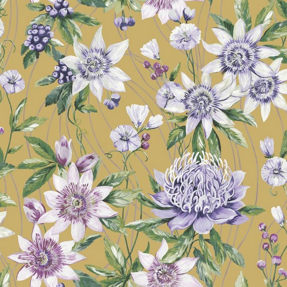 Holden Decor 91321 Passiflora Ochre Non-Woven Wallpaper - Ochre
