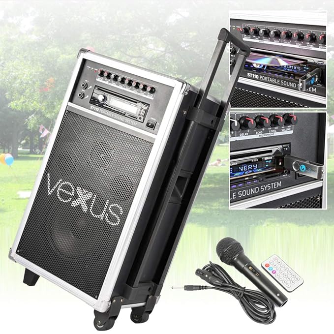 Vexus Battery Powered Portable Mobile PA Speaker Sound System 8" inch